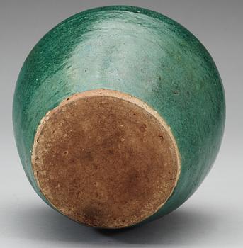 A green glazed jar, Ming dynasty, Southern China.