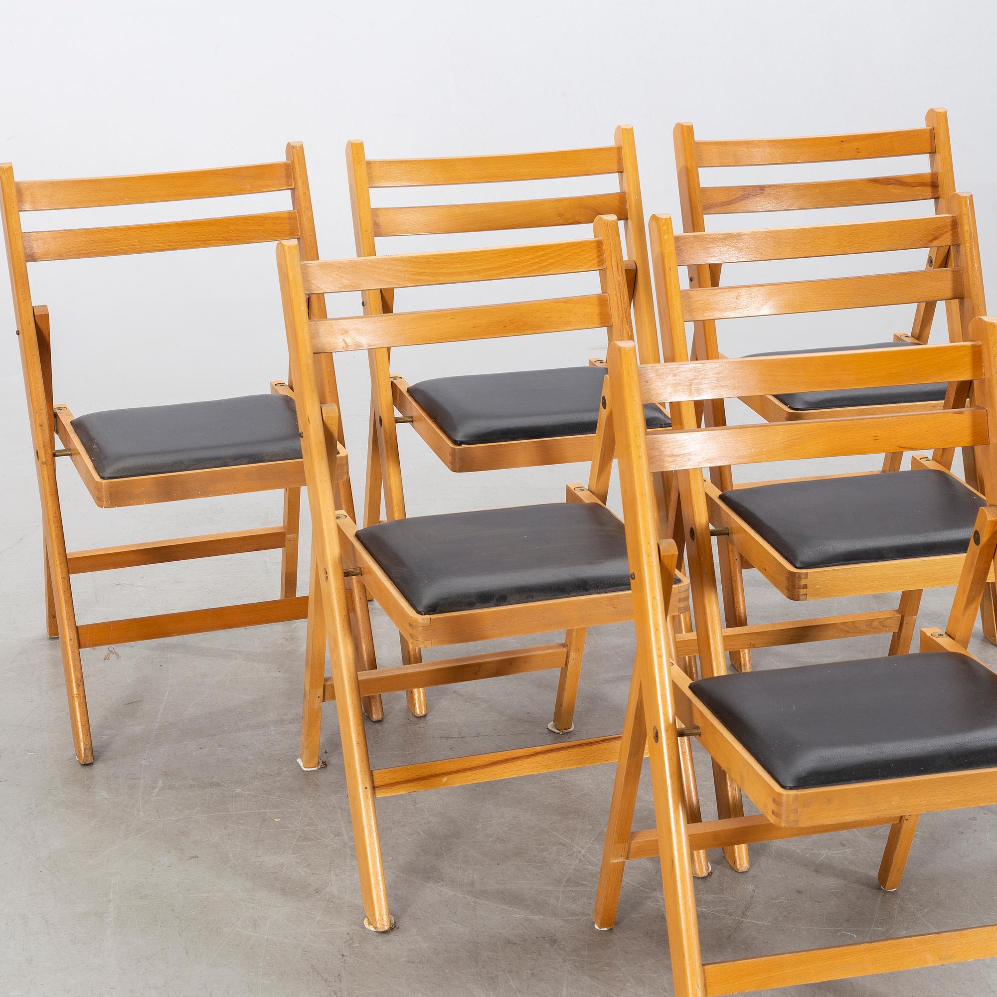 Six folding chairs second half of the 20th century.