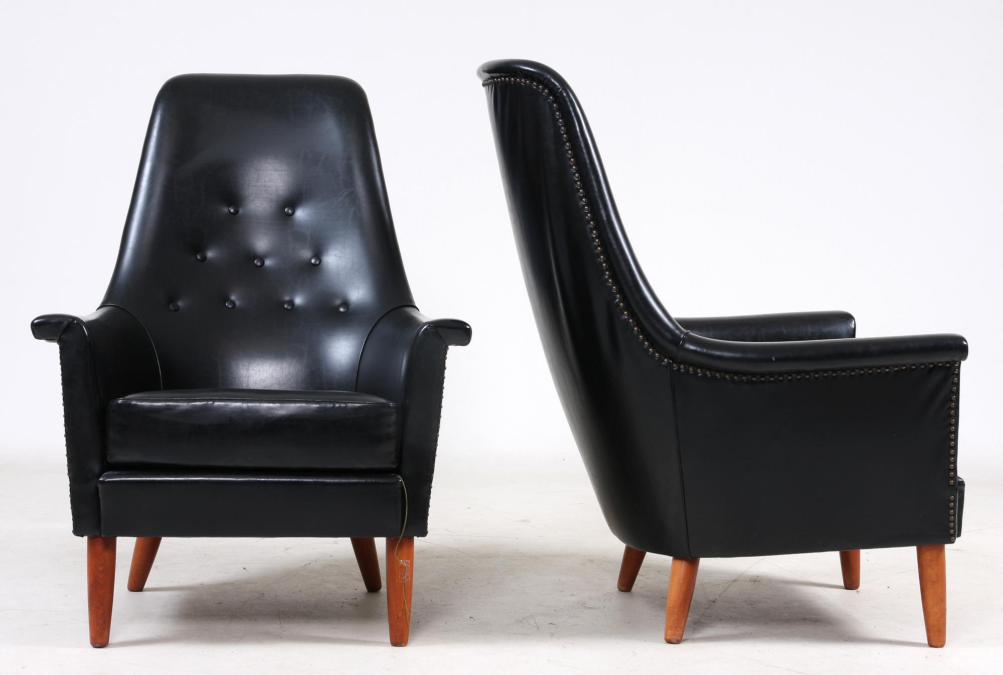 FÅTÖLJER, ett par, Ferdinand Lundqvist, omkring 1900-talets mitt.