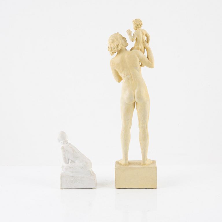 Olof Ahlberg. Two sculptures, plaster, signed.