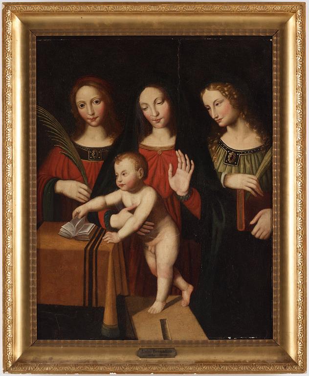 Bernardino Luini In the manner of the artist, Madonna and Child with Saint Catherine and Saint Barbara".