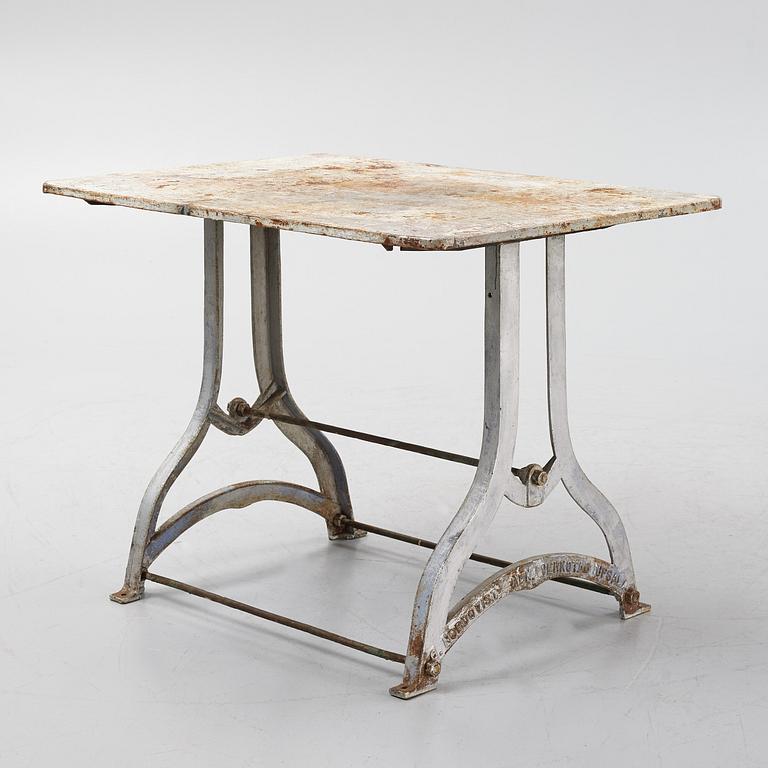 A metal table, Norqvists Mek. Verkstad Upsala, circa 1900.