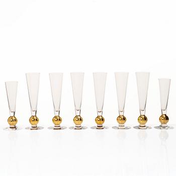 Gunnar Cyrén, eight 'Nobel' champagne glasses, Orrefors, Sweden.