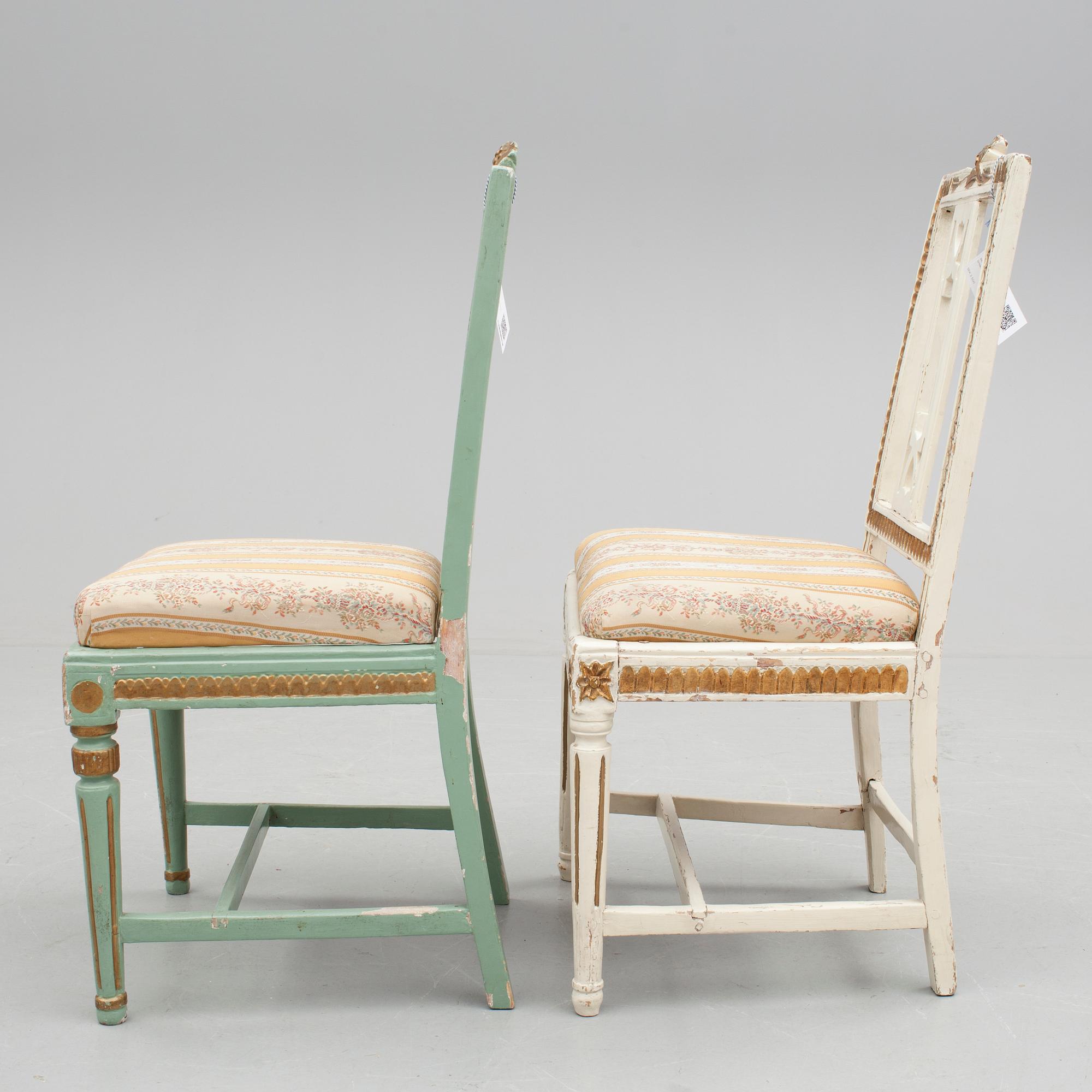 STOLAR, två st, sengustavianska, Lindome, omkring 1800.