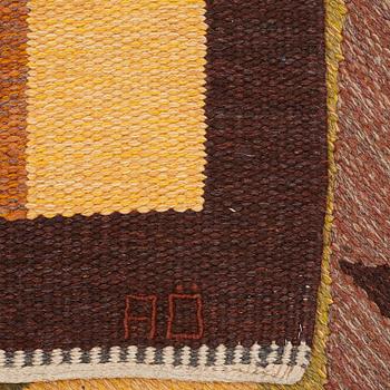 Kerstin Persson, A CARPET, flat weave, ca 277 x 184 cm, a woven signature KP, an embroidered signature AÖ.