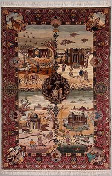 A SILK CARPET, Iran, old, 275x185 cm.