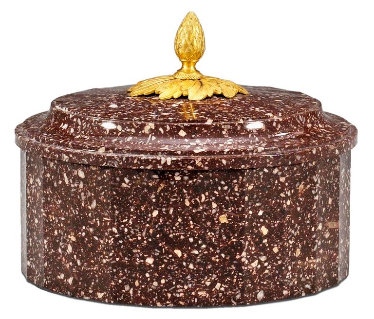 Swedish Empire porphyry butter box.