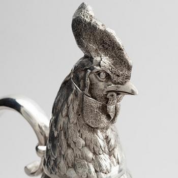 A pair of silver and cut-glass decanters, mark of Gratchev company, St. Petersburg 1908-1917.