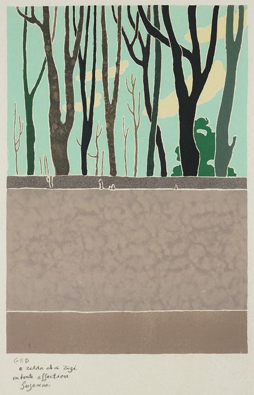 GEORGES RIBEMONT-DESSAIGNES, a litograph in colors, signed GRD.