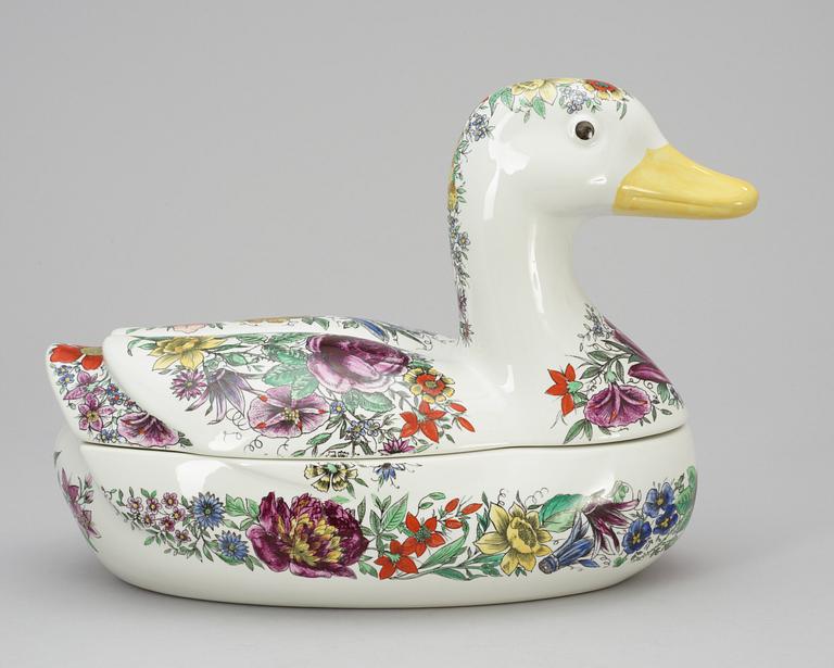 A Piero Fornasetti "Anitra fiorata" tureen, Milano, Italy.