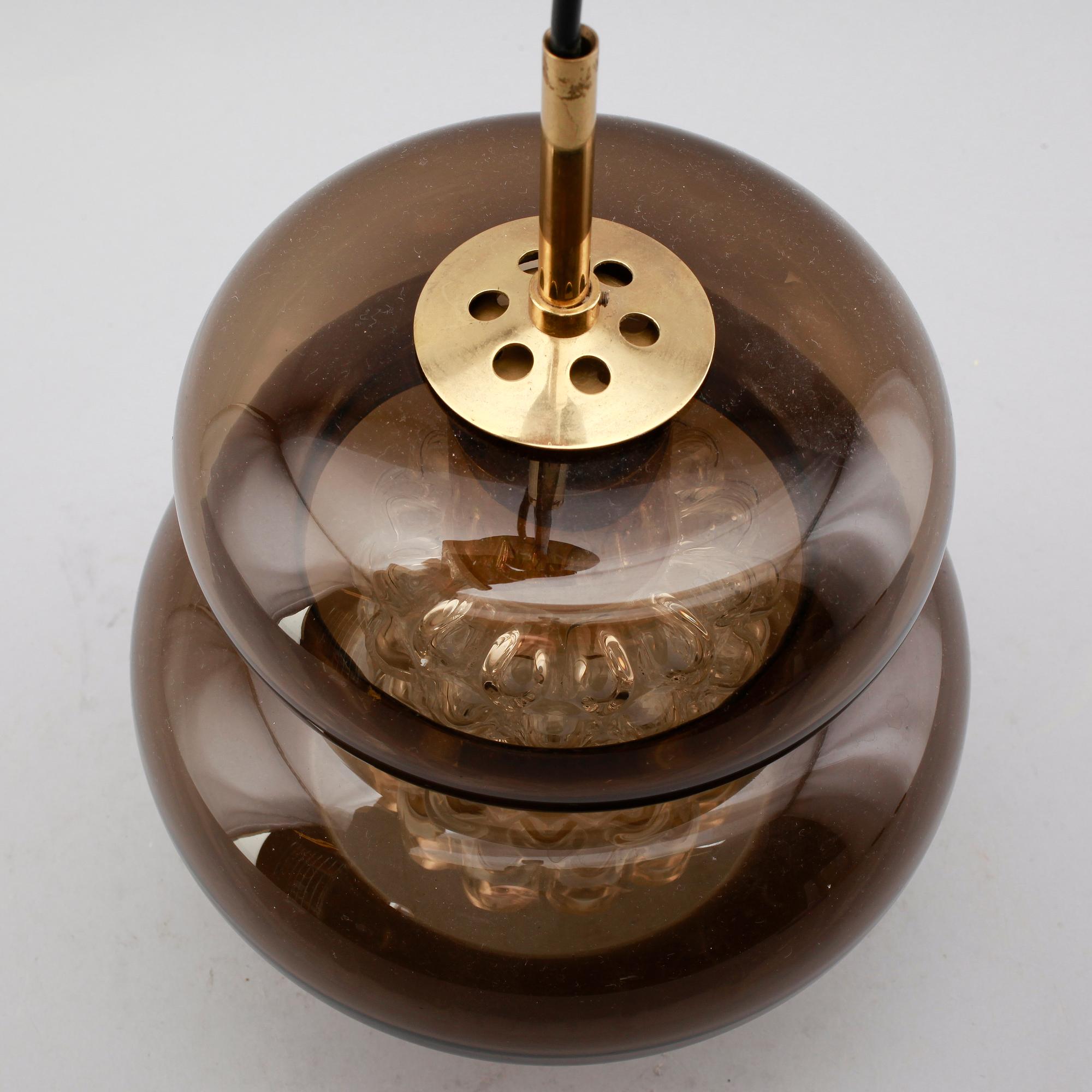 TAKLAMPA, glas, "Bubblan", Carl Fagerlund, Orrefors, 1900-talets andra hälft. Höjd ca 26 cm.