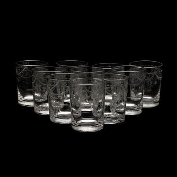 STARKVINSGLAS, 11 st, sengustaviansk stil, 1800-tal.