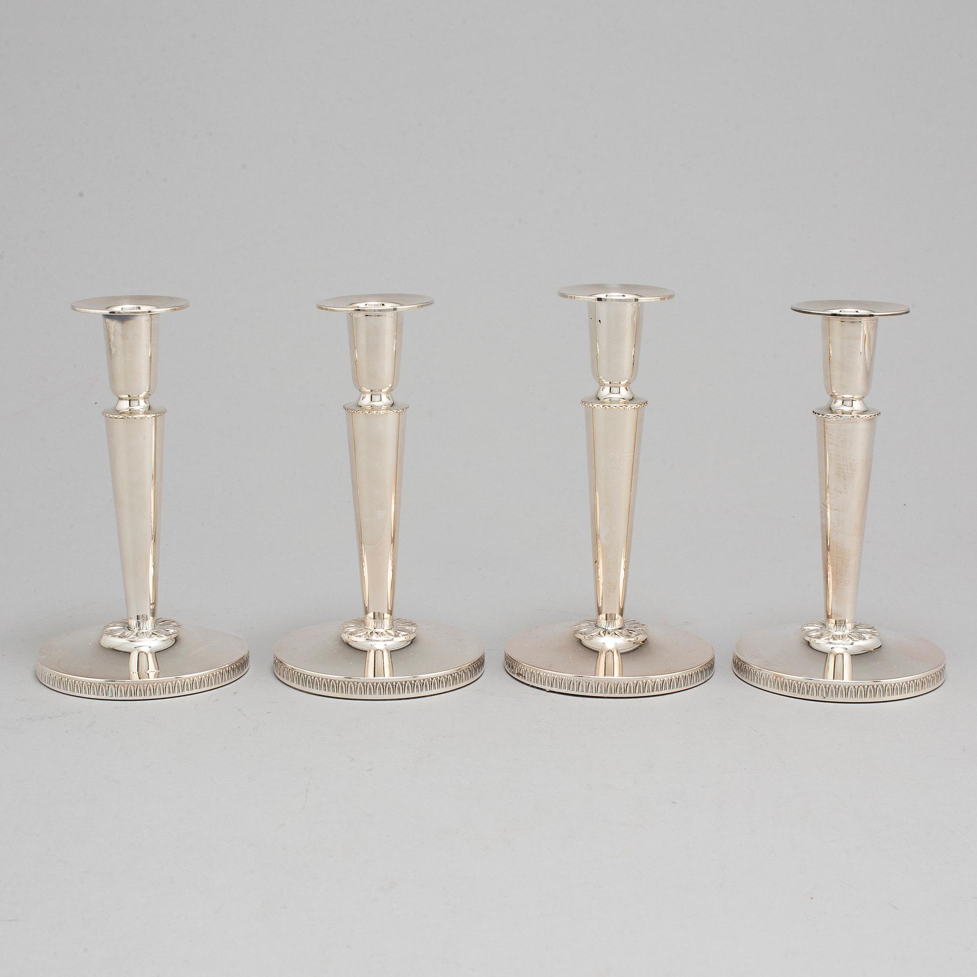 Four silver candle sticks, Göteborg, 1980's.