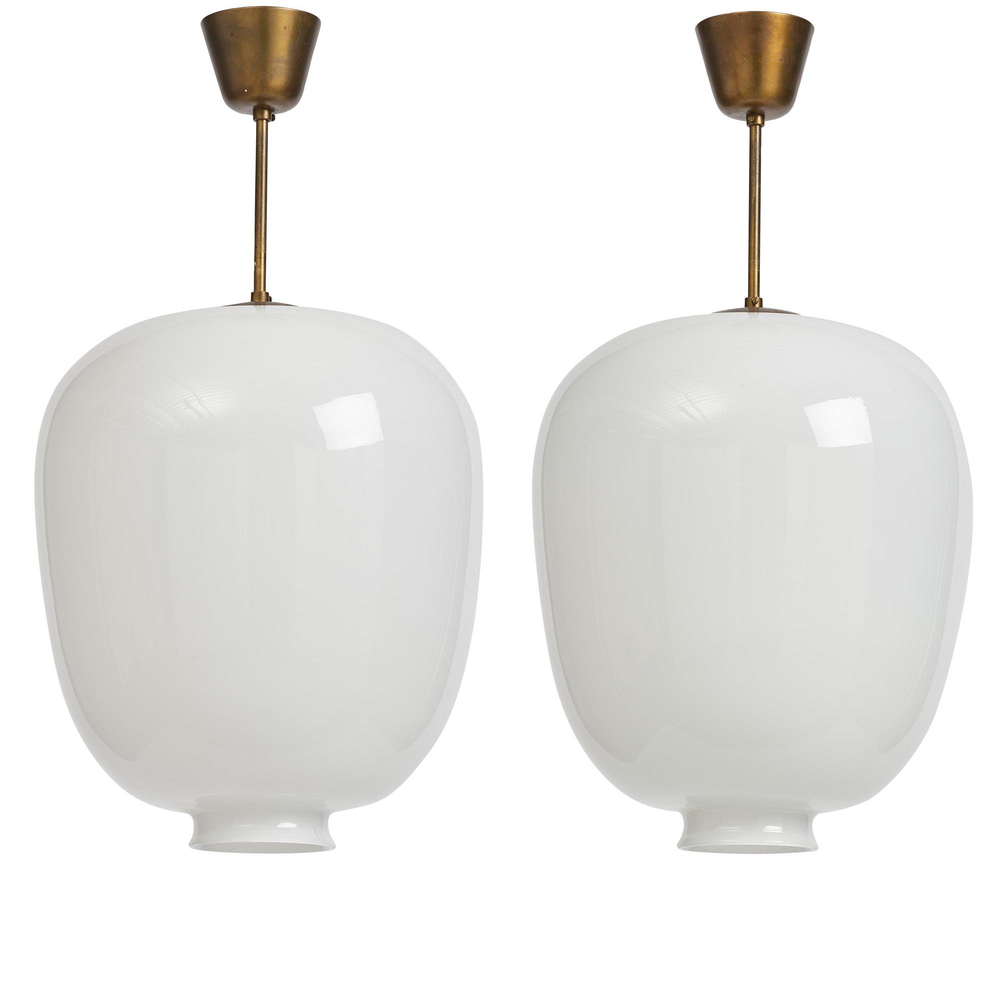 Harald Notini, a pair of ceiling lamps model 11472, Arvid Böhlmarks Lampfabrik, Stockholm, 1940s.