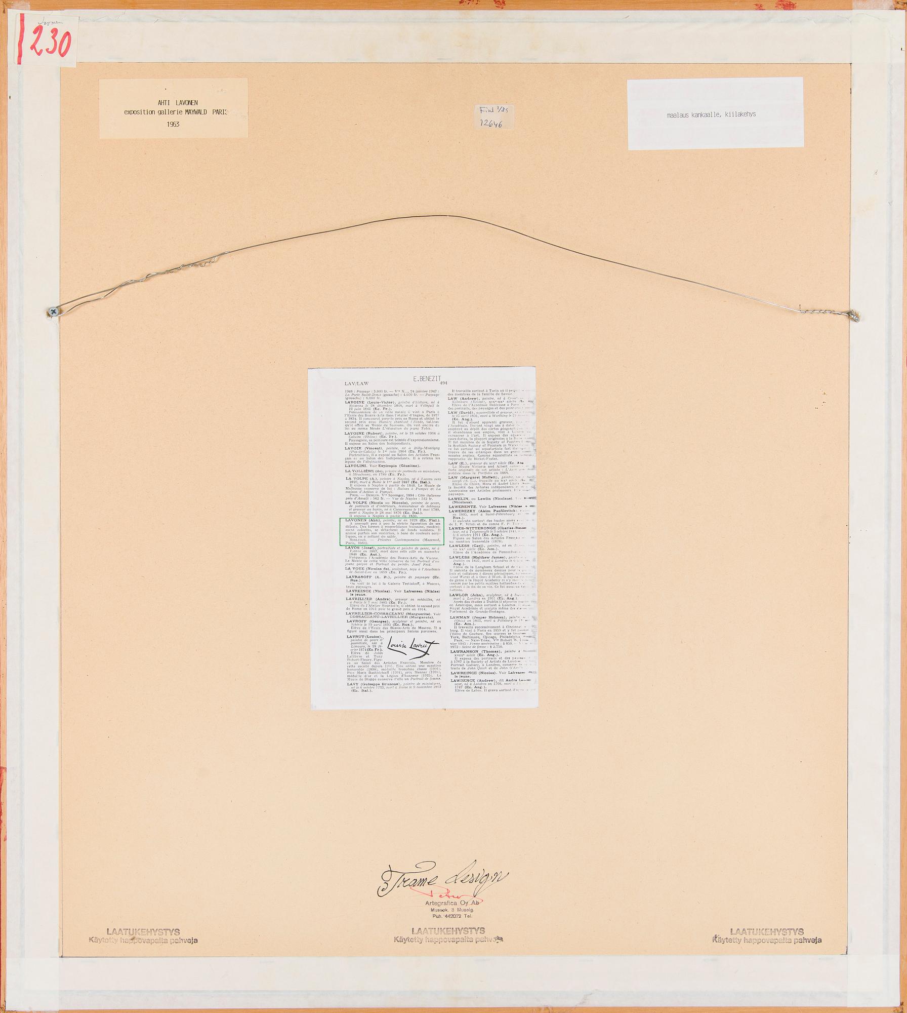 Ahti Lavonen, Silverkomposition.