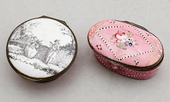 DOSOR, 2 st, emalj, sannolikt Bilston, England, sekelskiftet 1800.