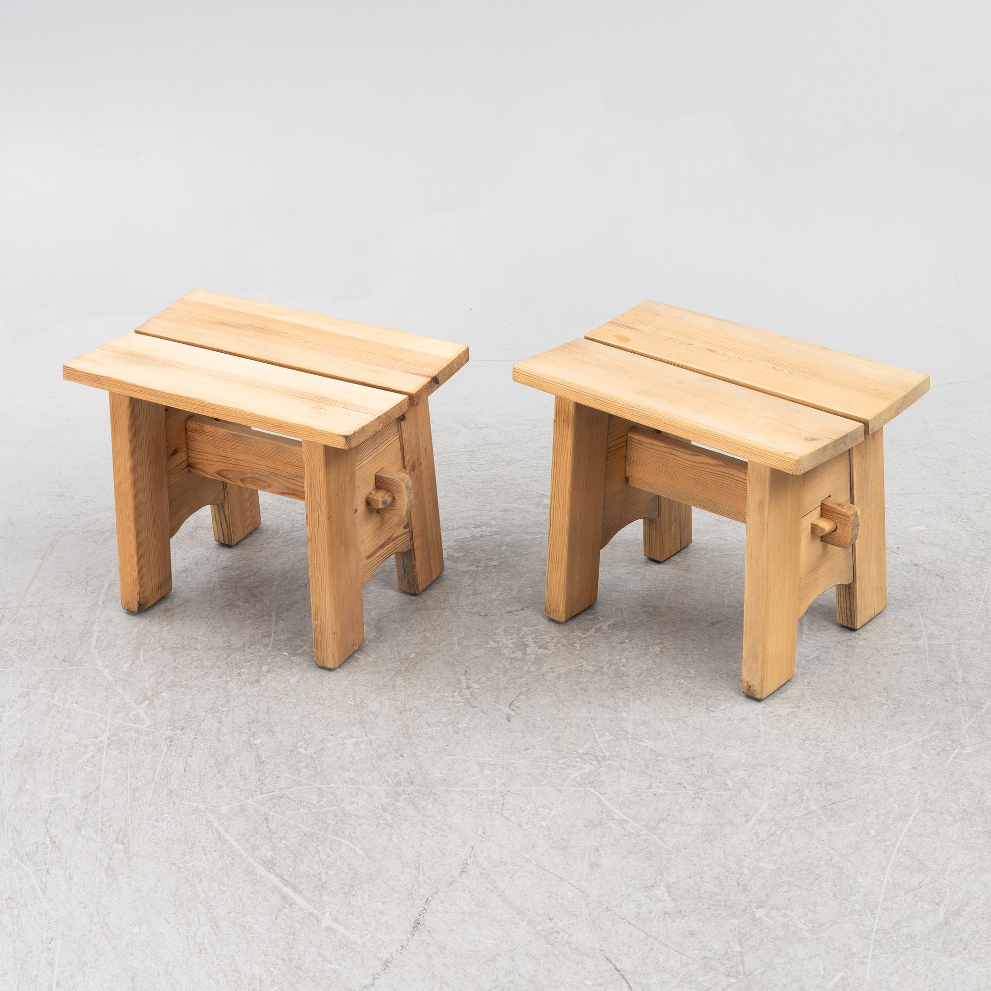 David Rosén, a pair of 'Berga' stools, Nordiska Kompaniet, 1950's.