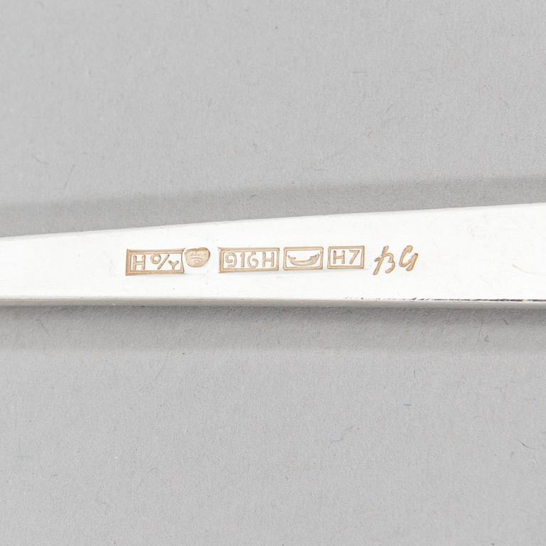 Bertel Gardberg, A 96-piece set of "Birgitta" silver cutlery, marked BG, Hopeatehdas oy, Helsinki 1956-64.