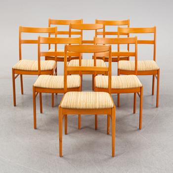 A set of eight beech chairs, 1960's.