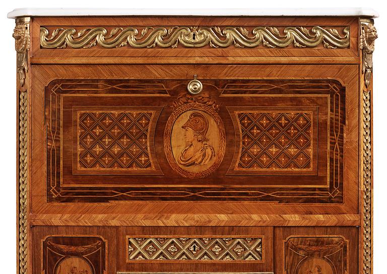 A Gustavian marquetry and ormolu-mounted  secretaire by Gottlieb Iwersson ca 1781 (master in Stockholm 1778-1813)..