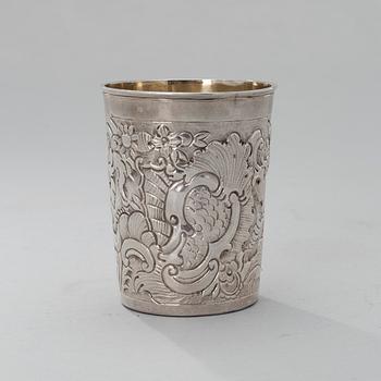 A BEAKER, silver, Moscow 1759, unclear makers mark, weight 66 g.