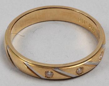 RING, guld 18K, 3 gram, briljanter 0,06 ct.