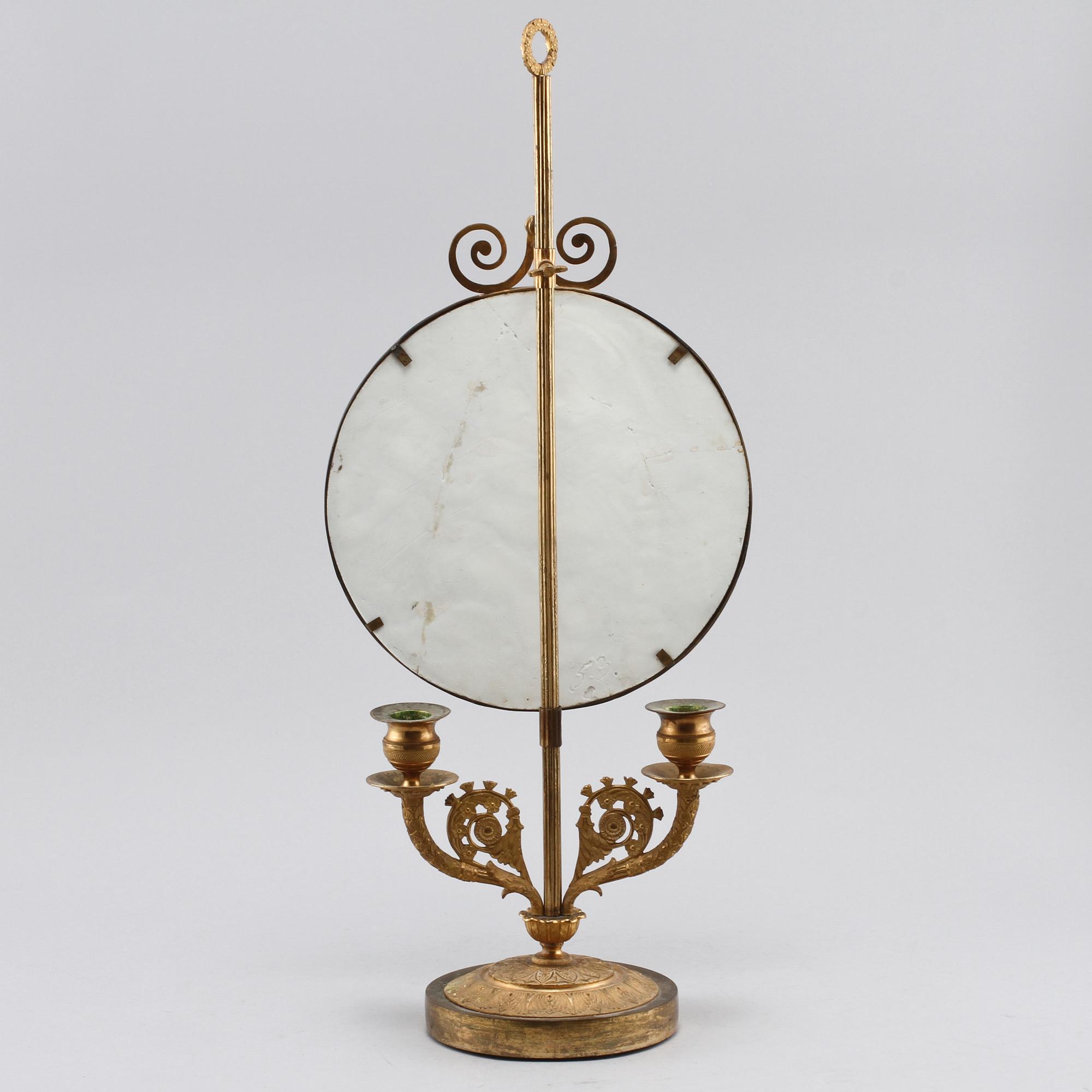 LJUSSTAKE, s.k. bouillotte, empire, 1800-talets första hälft.