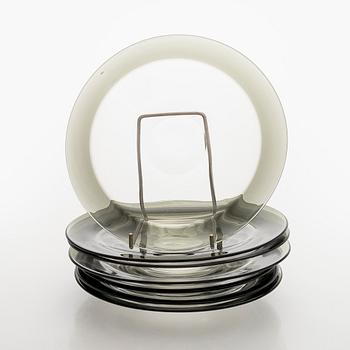 Timo Sarpaneva, tallrikar, 6 st, "Bandkant", signerade Timo Sarpaneva Iittala -57.