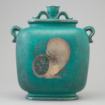 WILHELM KÅGE, an 'Argenta' stoneware  lidded vase from Gustavsberg, 1948.