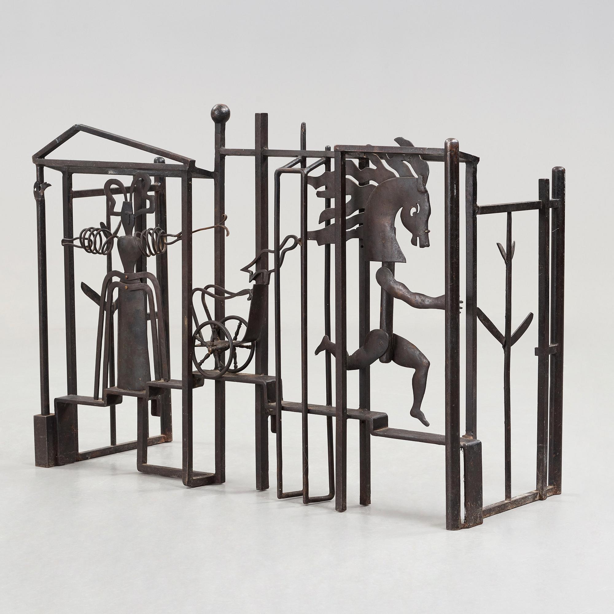 Eric Grate, brasgaller, järnsmide, 1930-tal, utfört av P Ingvarsson.
