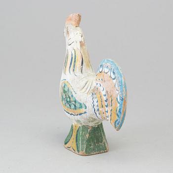 A painted wooden cockerel, 19th/20th century.