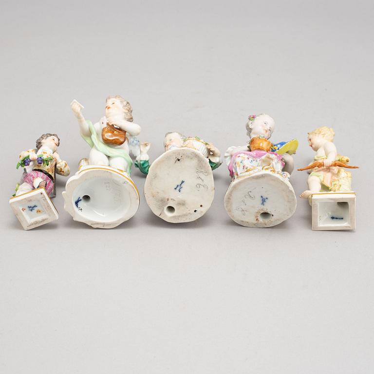 A group of five German porcelain figures, Meissen and Berlin, circa 1900.