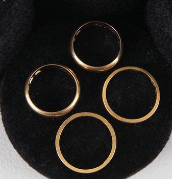 RINGAR, 4 st samt ARMLÄNK, guld.