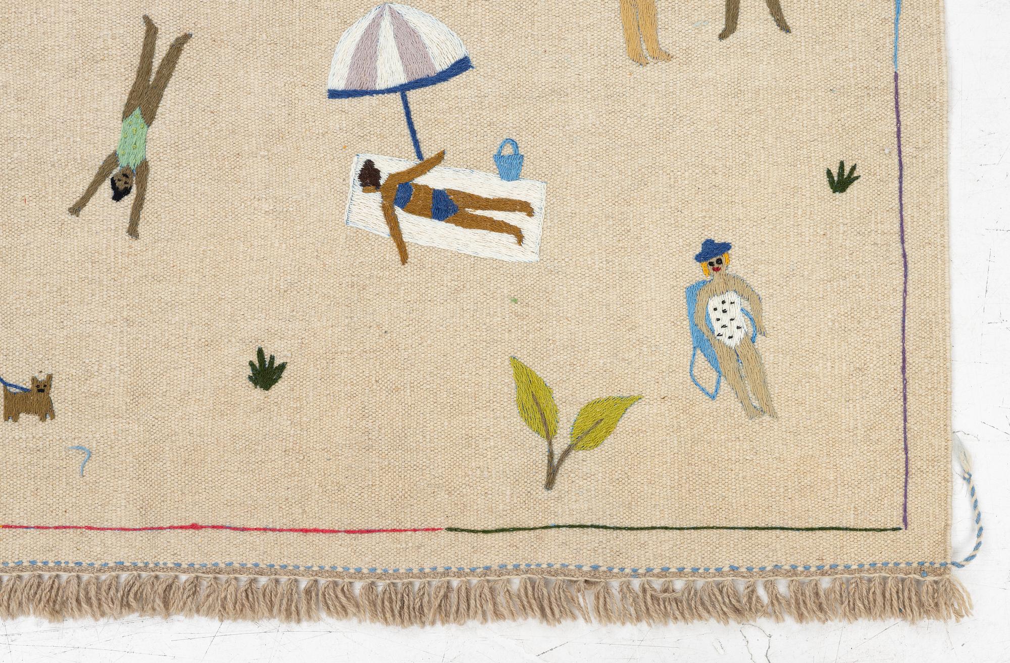 Rug, hand-embroidered Kelim, c 184 x 123 cm.