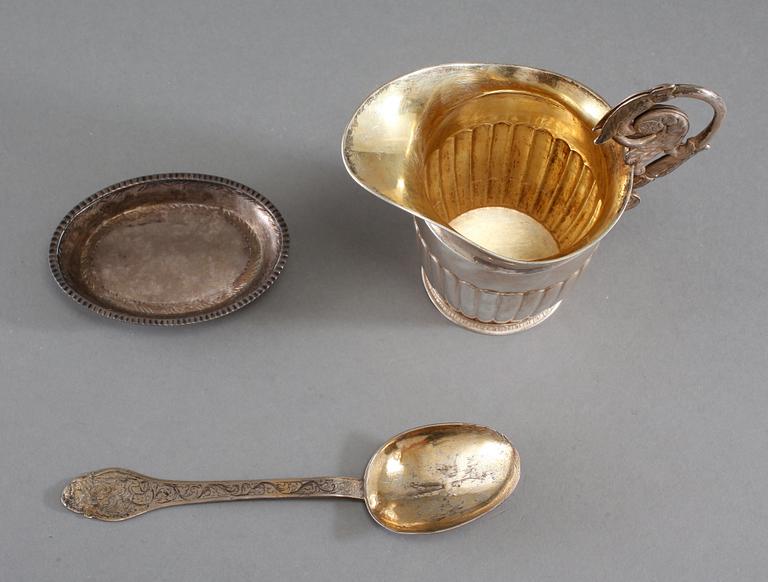 PARTI SILVER, 3 delar, bl a Stockholm, 1700-1800-tal, vikt 189 gram.