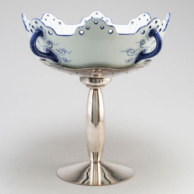 BOREK SIPEK, an 'Odette' porcelain and silver plated brass centrepiece from Driade, Italy.