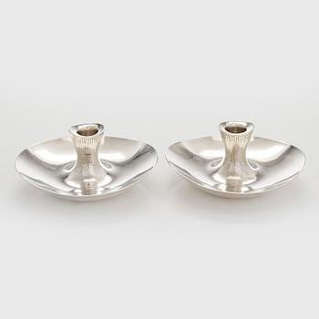 Tapio Wirkkala, a pair of silver candleholders, Hopeatehdas, Helsinki 1955.