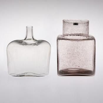 KAJ FRANCK, KARAFF, glas, signerad K. Franck Nuutajärvi Notsjö -62, OCH BURK, glas, märkt Nuutajärvi Notsjö.