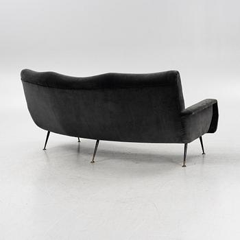 A curved sofa with velvet covering, 20th Century,