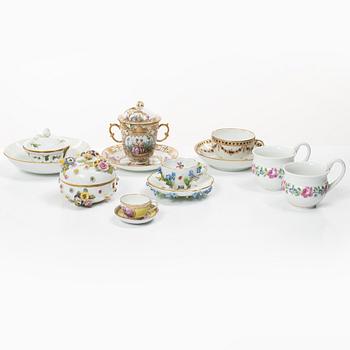 Meissen, A group of eight porcelain service pieces, mainly 19th century.