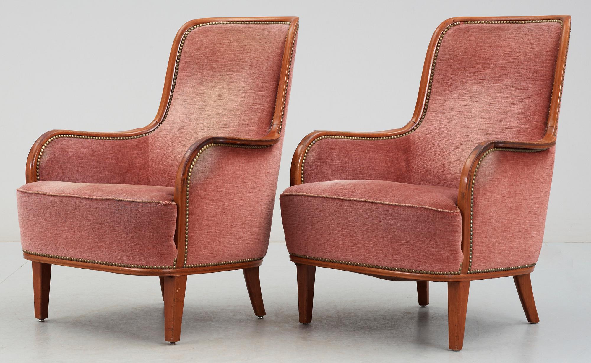 FÅTÖLJER, ett par, möjligen Carl Malmsten, 1950-tal.
