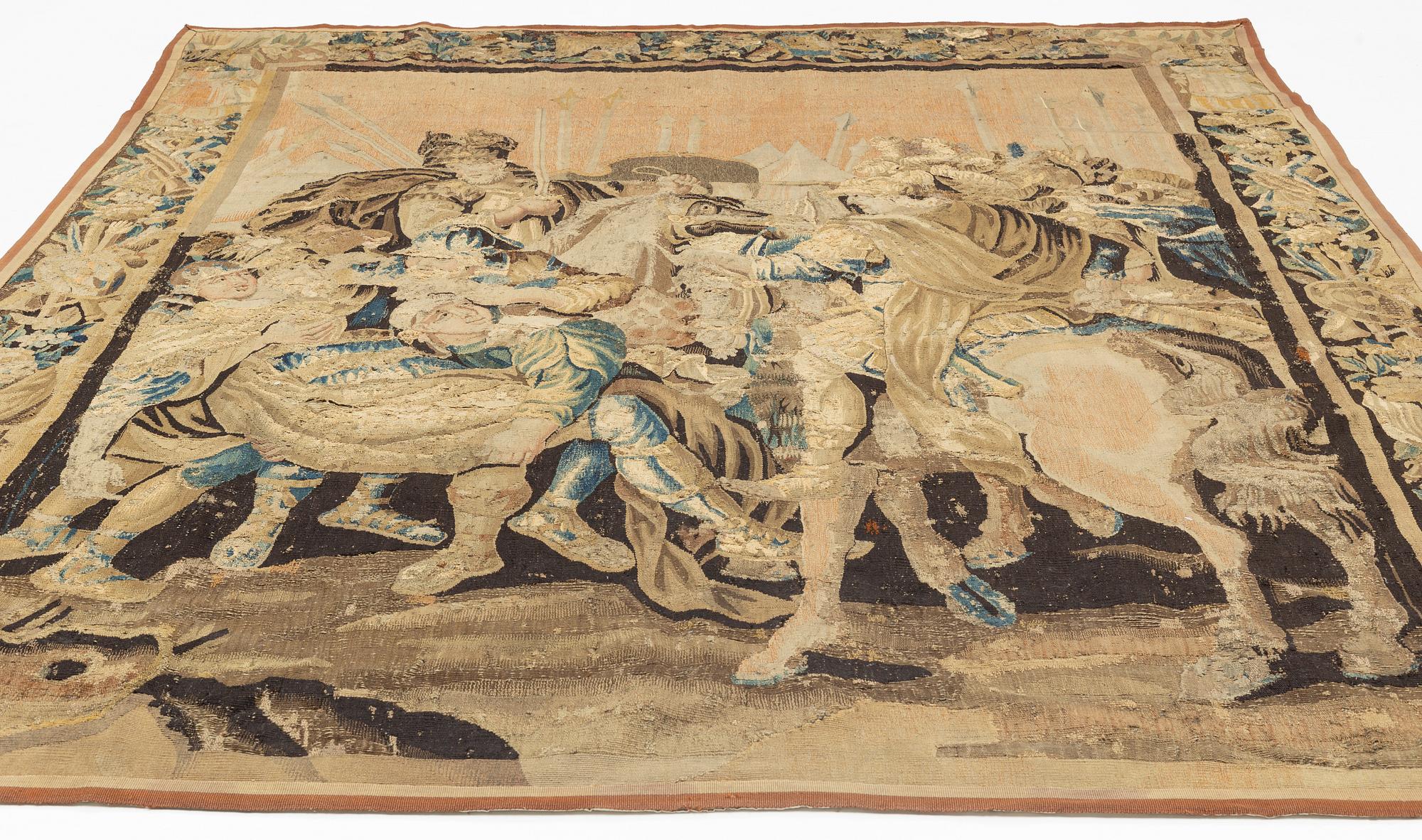 Vävd tapet-fragment, gobelängteknik, ca 294 x 251 cm, Flandern, 1600-tal.