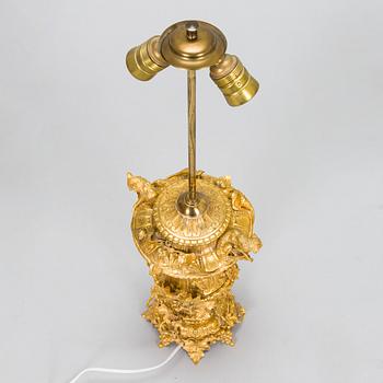 A late 19th-century gilt bronze lamp base.