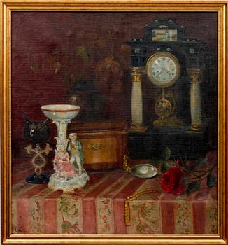 OKÄND KONSTNÄR, olja på duk. Sign. Omkring 1900.