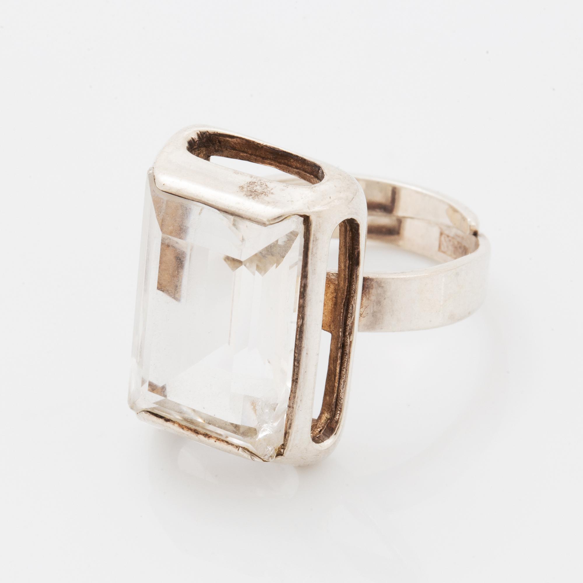 Bengt Hallberg, ring, silver med bergkristall.