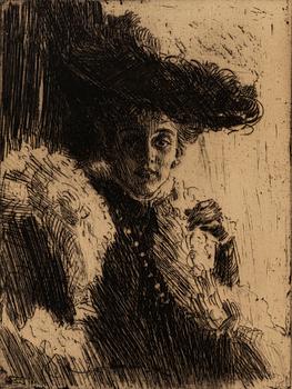 ANDERS ZORN, etsning, 1904, état I av I, signerad med blyerts.