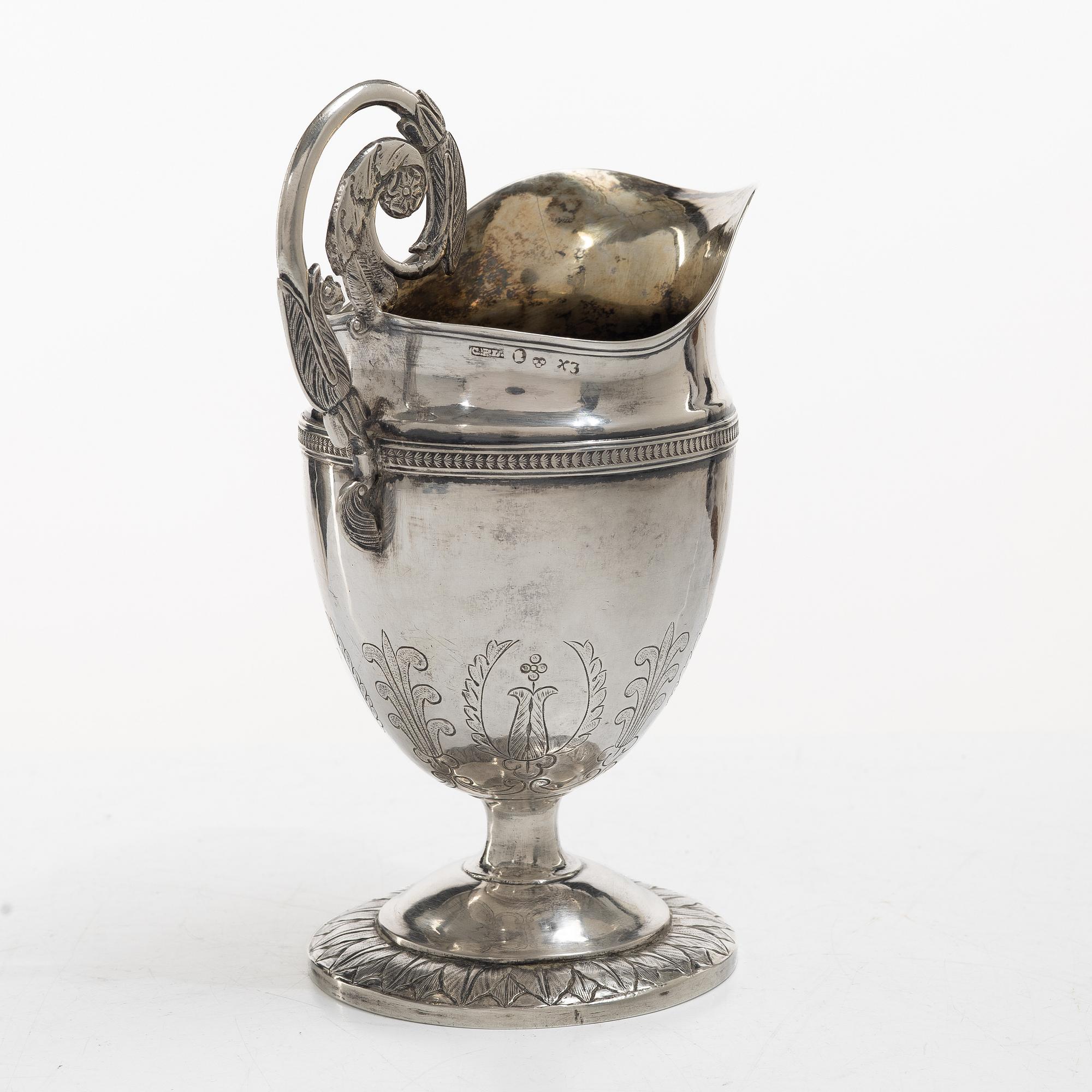 A Swedish early 19th century silver creamer, mark of Carl Petter Lampa, Stockholm 1828.