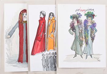 MAX GOLDSTEIN, dräktskisser, 15 st, flertalet sign o dat 1993.