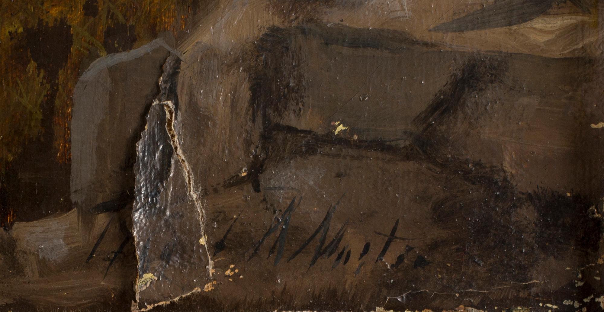 OKÄND KONSTNÄR 1800/1900-TAL, olja på papp-pannå, otydligt signerad.