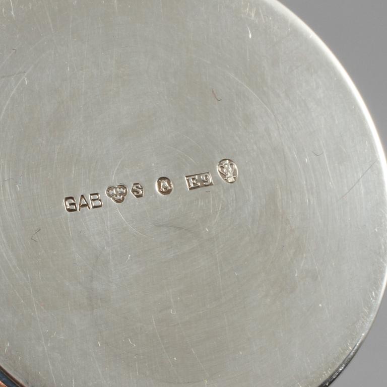 PARTI SILVER, 9 delar, Sverige samt svenska importstämplar, omkring 1900-talets mitt, vikt 457 gram.